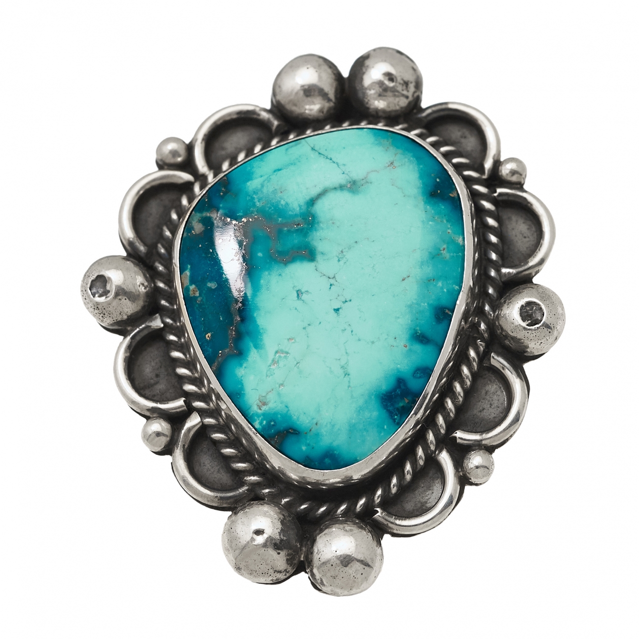 Bague Navajo en turquoise et argent massif - Harpo Paris