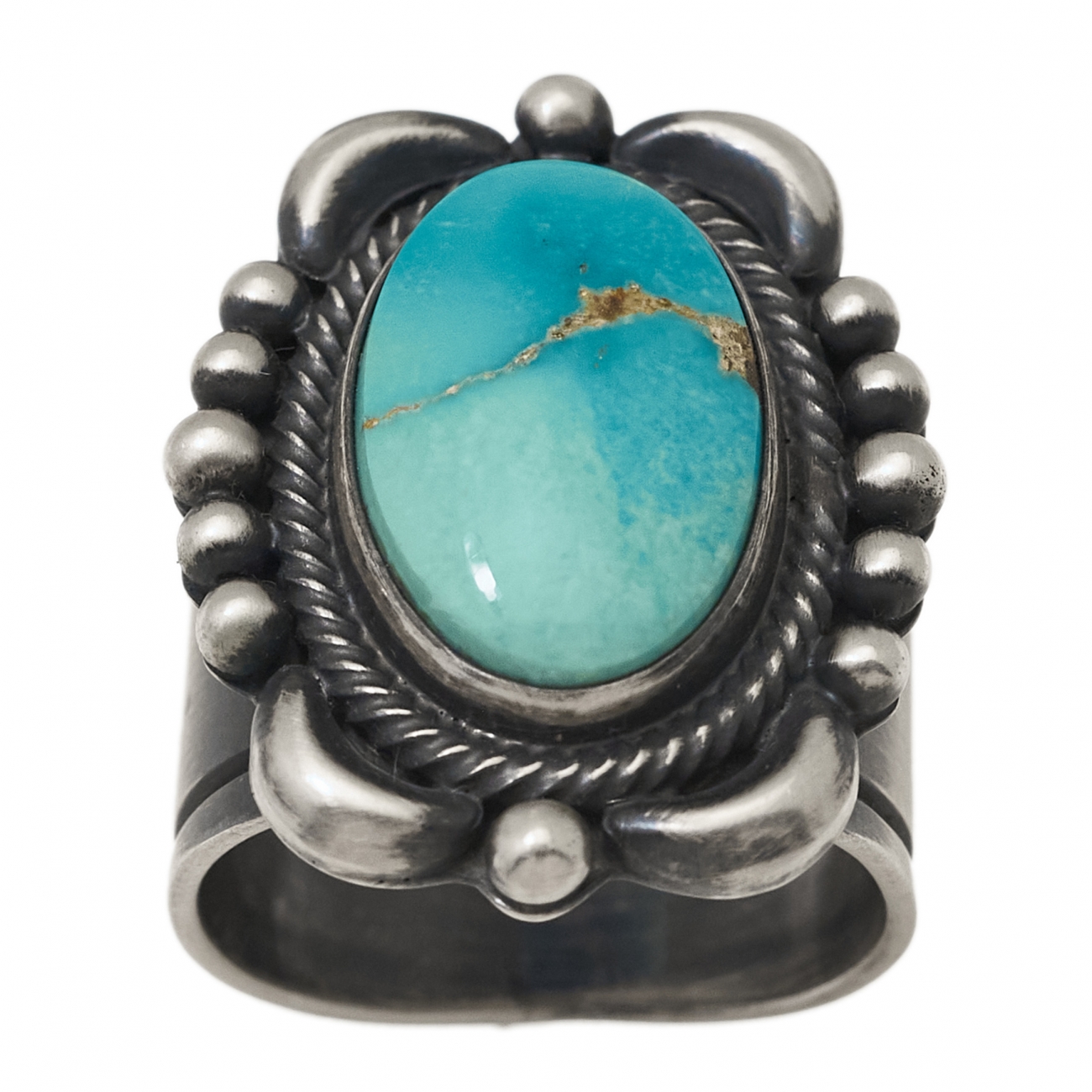 Turquoise and silver ring BA1458 - Harpo Paris