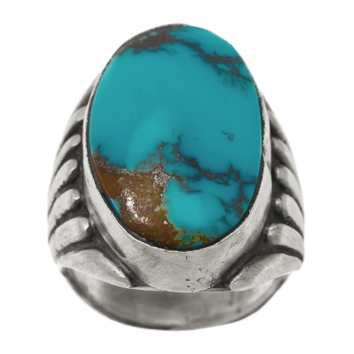 BA1462 bague turquoise et argent mat - Harpo Paris