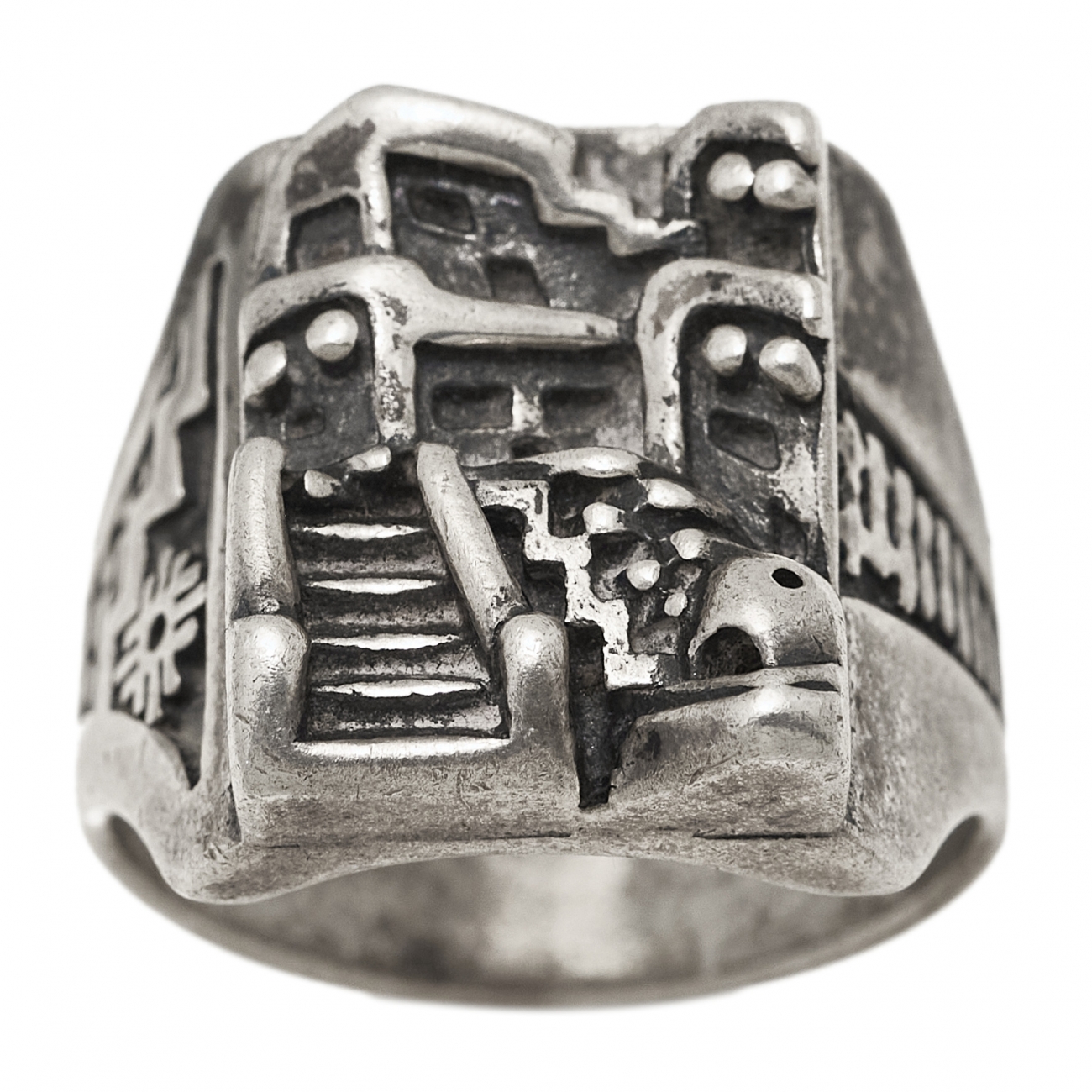 Bague vintage en argent massif, Pueblo amérindien, BA1465 - Harpo Paris