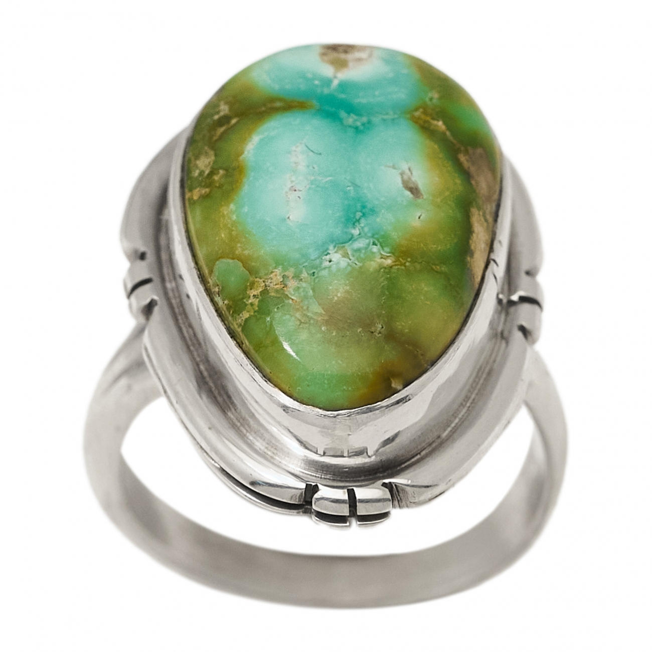 Bague Navajo pour femme, turquoise et argent massif BA1472 - Harpo Paris