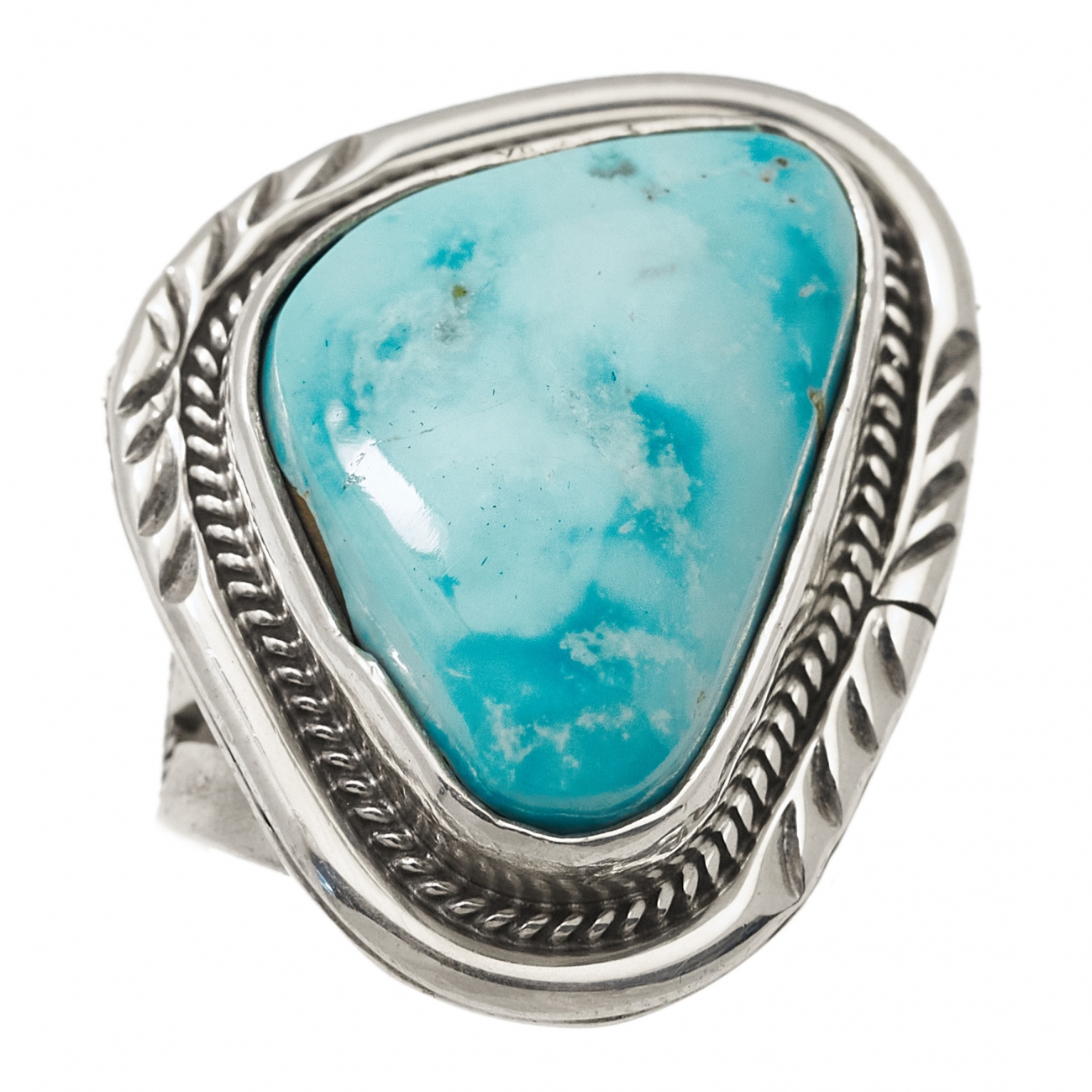 Kingman turquoise and sterling silver ring BA1479 - Harpo Paris