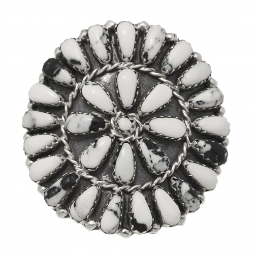 Bague Cactus Flower en White Buffalo et argent massif - Harpo Paris