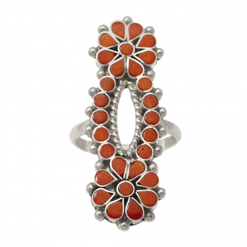 Bague Zuni en corail et argent massif BA1481 - Harpo Paris