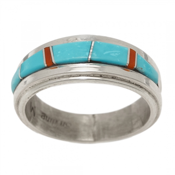 Bague en marqueterie de turquoise et corail BA1485 - Harpo Paris