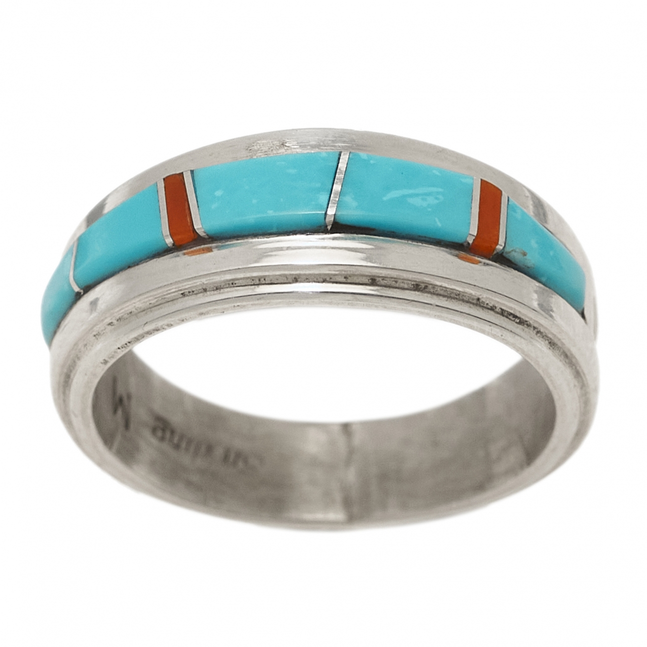 Bague en marqueterie de turquoise et corail BA1485 - Harpo Paris