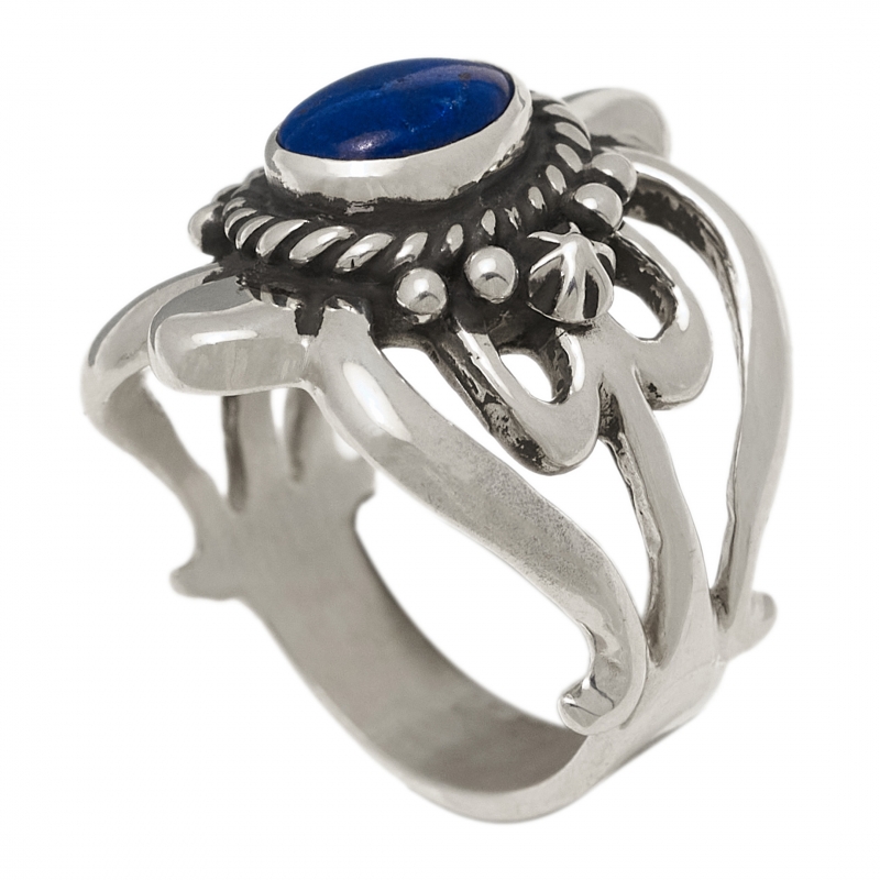 Bague Navajo en argent et lapis BA1487 - Harpo Paris