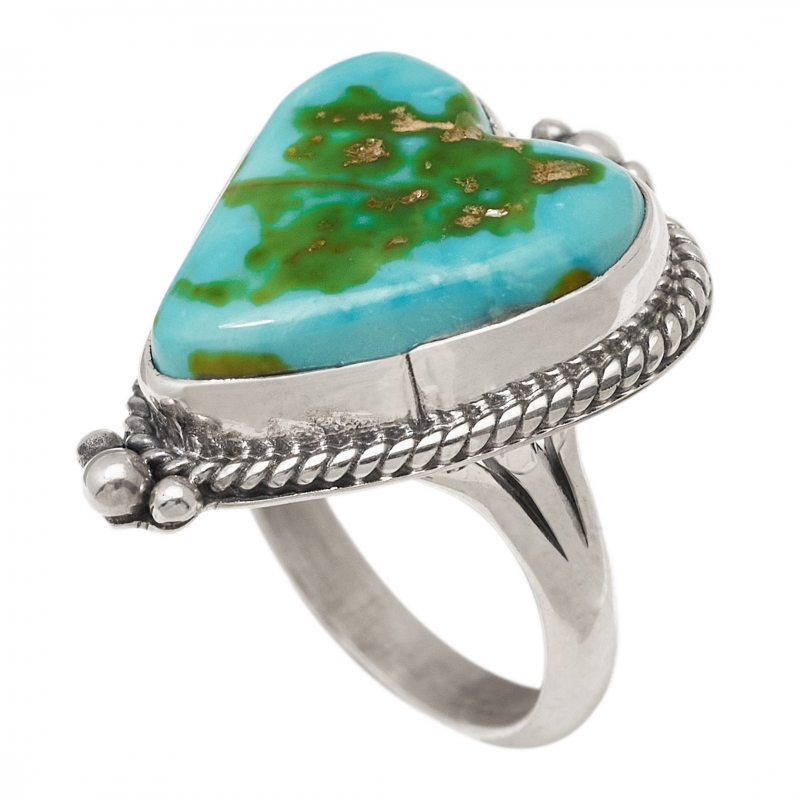 Bague Navajo en turquoise Sonoran et argent BA1490 - Harpo Paris