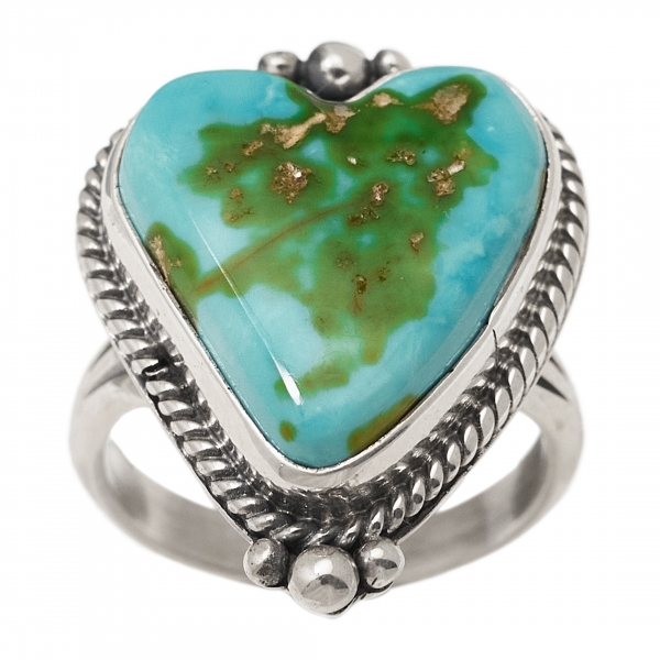 Bague Navajo en turquoise Sonoran et argent BA1490 - Harpo Paris