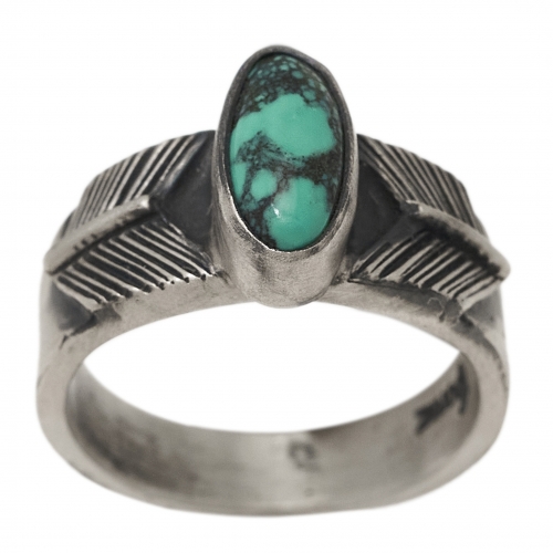 Bague turquoise et argent mat BA1493 - Harpo Paris