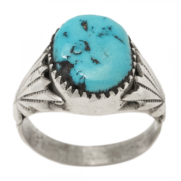 Turquoise and silver ring BA1496 - Harpo Paris