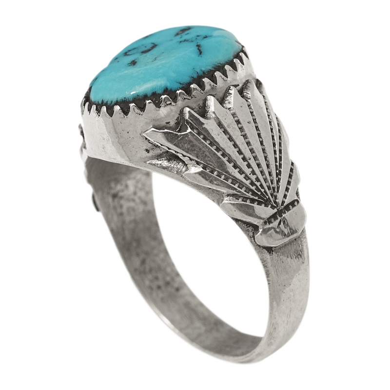 Bague Navajo en turquoise et argent BA1496 - Harpo Paris