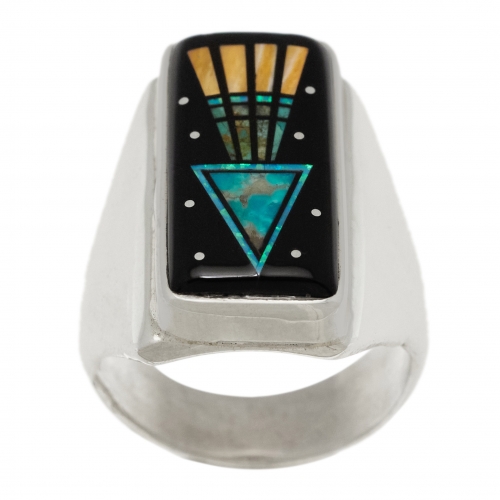 Micro-inlay and silver ring men ring BA1502 - Harpo Paris