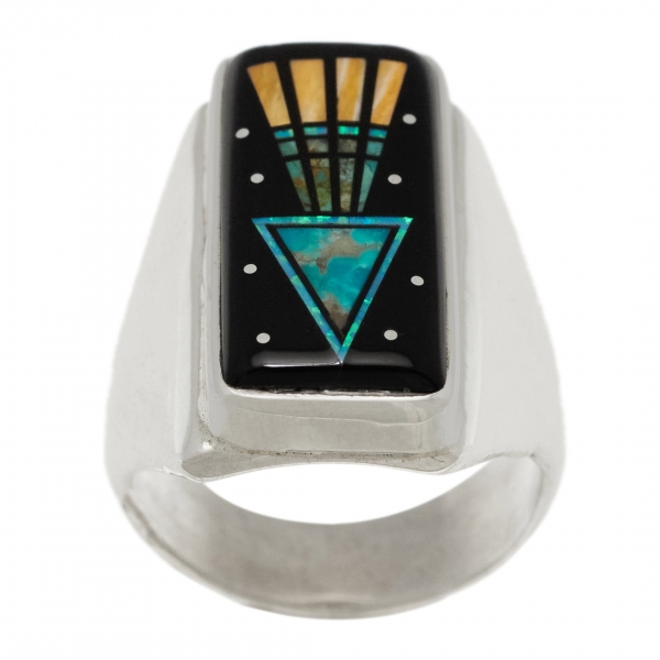 Micro-inlay and silver ring men ring BA1502 - Harpo Paris