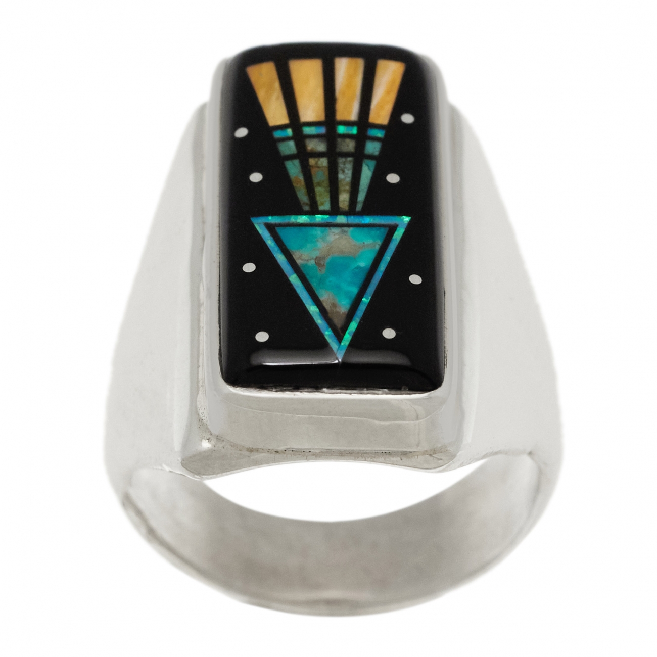 Micro-inlay and silver ring men ring BA1502 - Harpo Paris