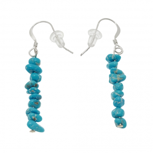 Boucles d'oreilles, petites pépites de turquoises et argent massif BO383 - Harpo Paris