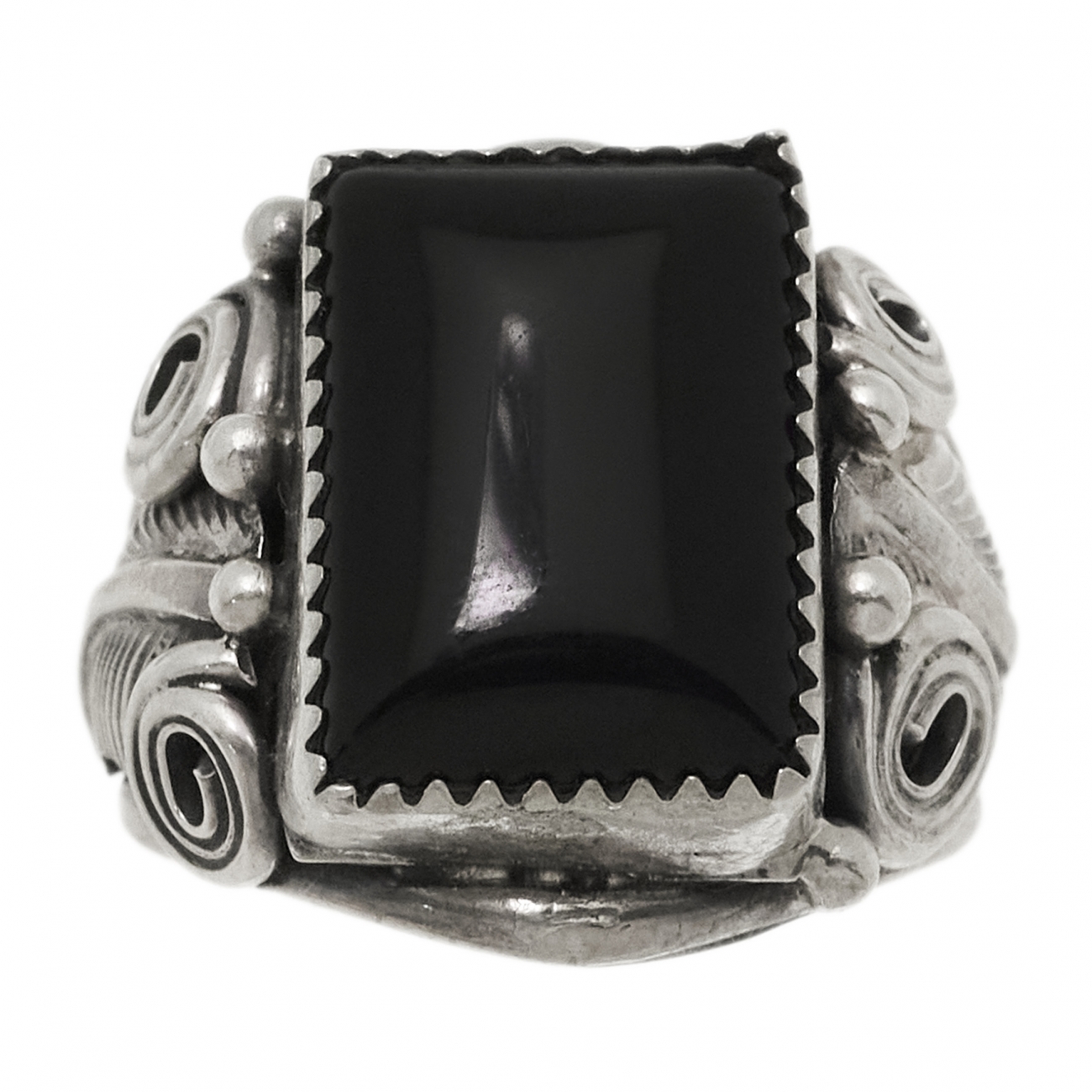 BA1466 bague Navajo en onyx et argent - Harpo Paris