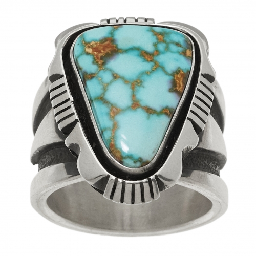 Turquoise and silver Navajo ring BA1508 - Harpo Paris