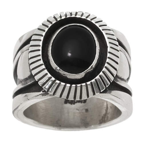 Bague Navajo en onyx et argent BA1511 - Harpo Paris