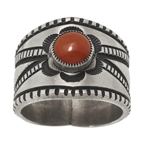 Coral and silver ring BA1512 - Harpo Paris