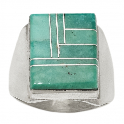 Bague Navajo en marqueterie de turquoise BA1516 - Harpo Paris