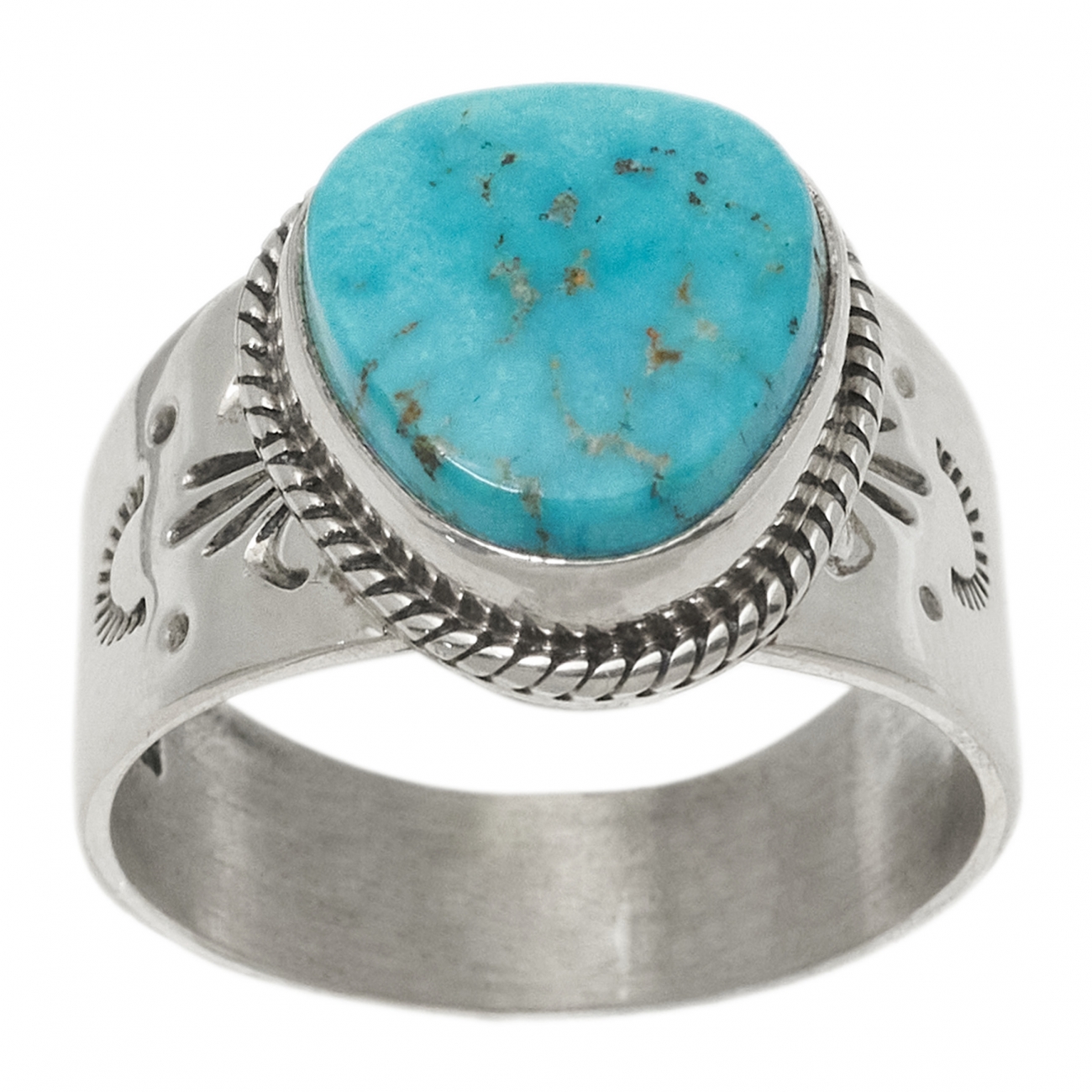 Bague Navajo en turquoise et argent BA1519 - Harpo Paris