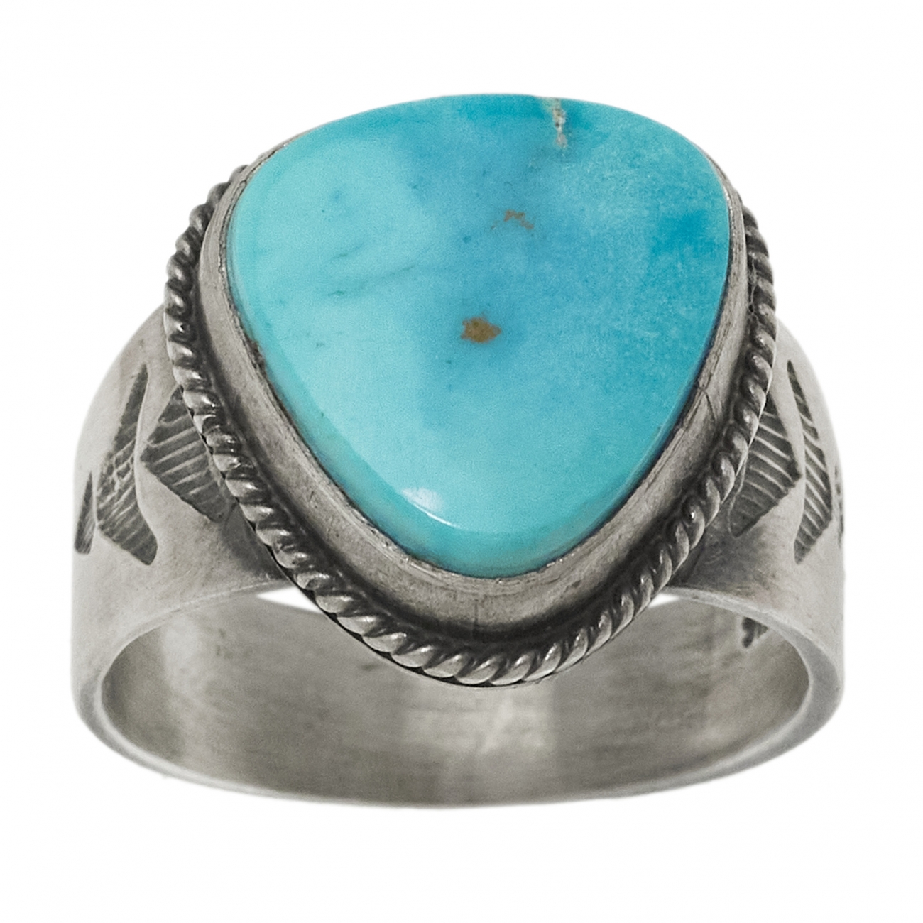 Bague Navajo turquoise et argent mat BA1522 - Harpo Paris