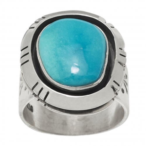 Navajo ring in turquoise and silver BA1523 - Harpo Paris