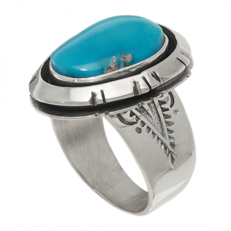 Navajo ring in turquoise and silver BA1525 - Harpo Paris