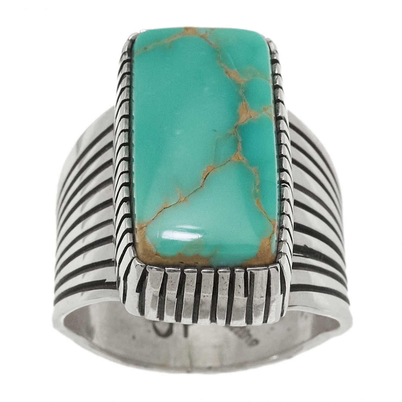 Turquoise and silver Navajo ring BA1529 - Harpo Paris