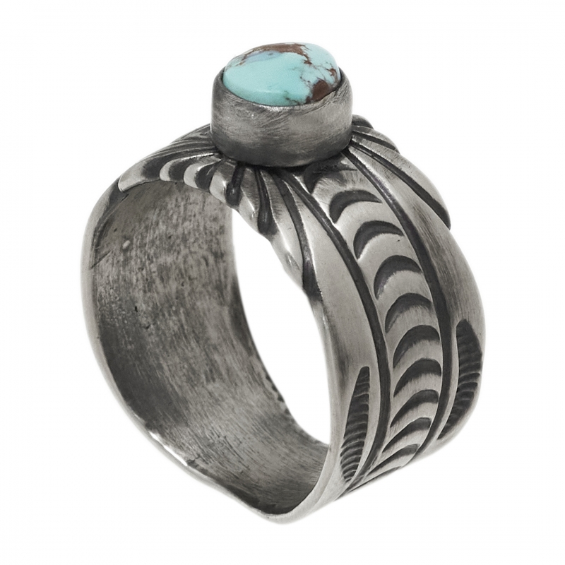 Bague turquoise et argent mat BA1531 - Harpo Paris