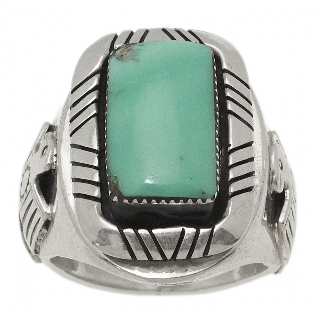 Turquoise and silver thunderbirds ring for men VA1532 - Harpo Paris