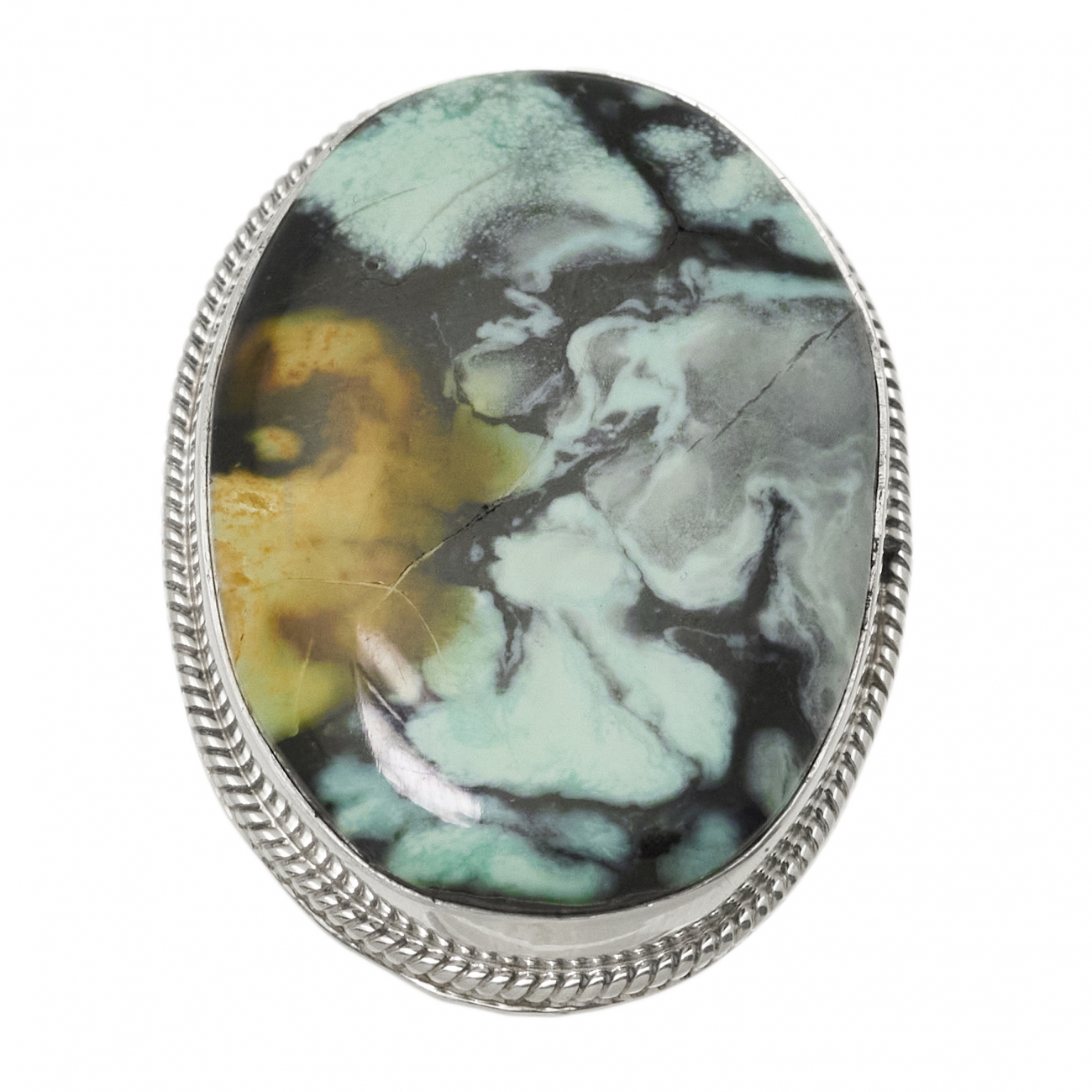 Bague Navajo en variscite et argent massif BA1535 - Harpo Paris