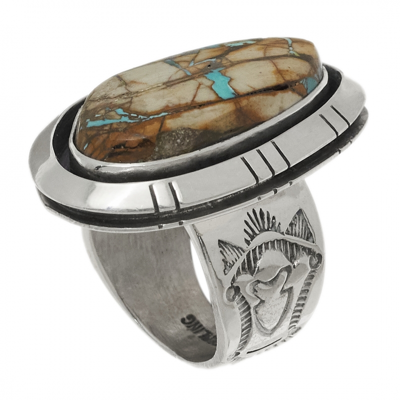 Bague Navajo en turquoise et argent BA1536 - Harpo Paris