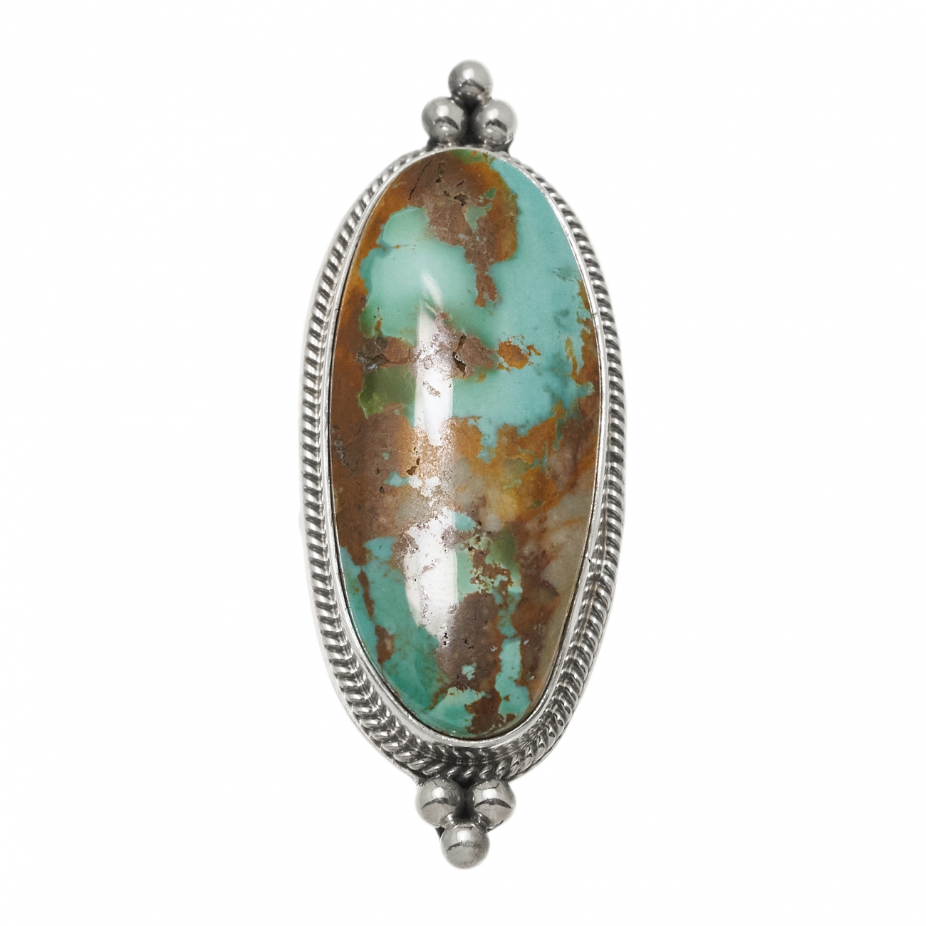 BA1537 turquoise and silver Navajo ring - Harpo Paris