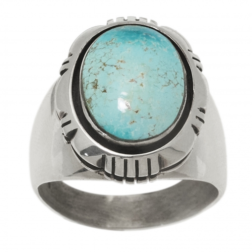 Bague Navajo en turquoise et argent BA1539 - Harpo Paris