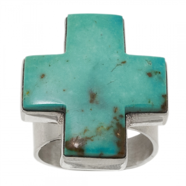 Bague croix BA1543 en turquoise et argent - Harpo Paris