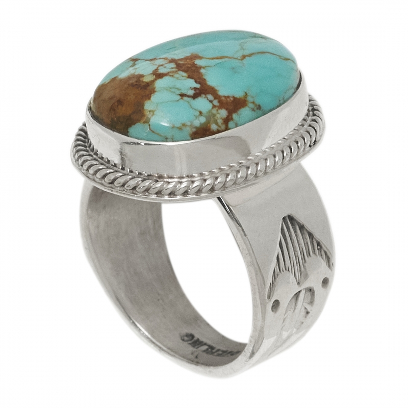 Turquoise and silver ring BA1546 - Harpo Paris