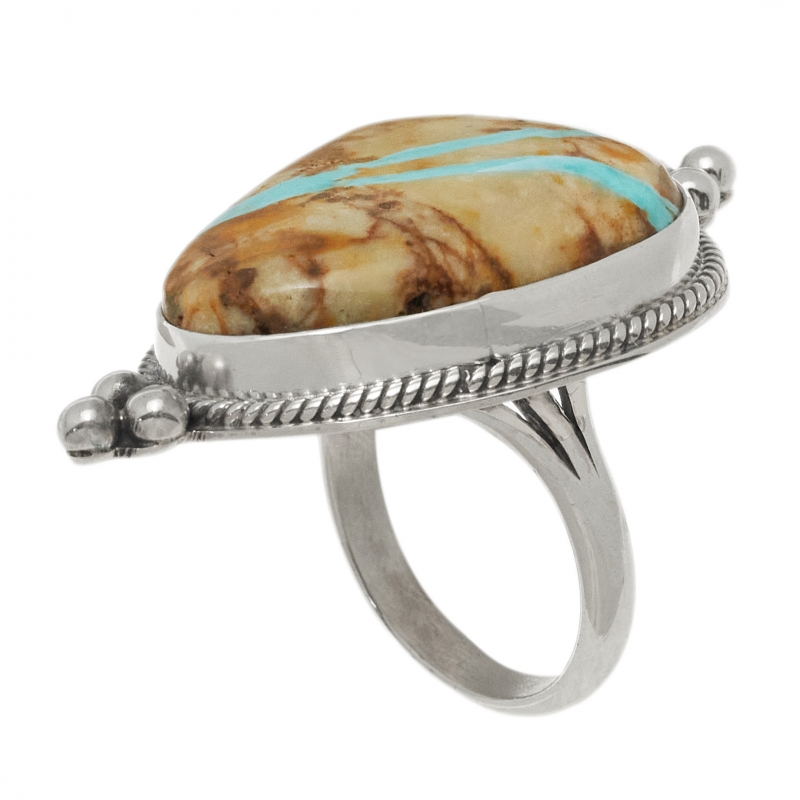 Turquoise and silver ring BA1547 - Harpo Paris