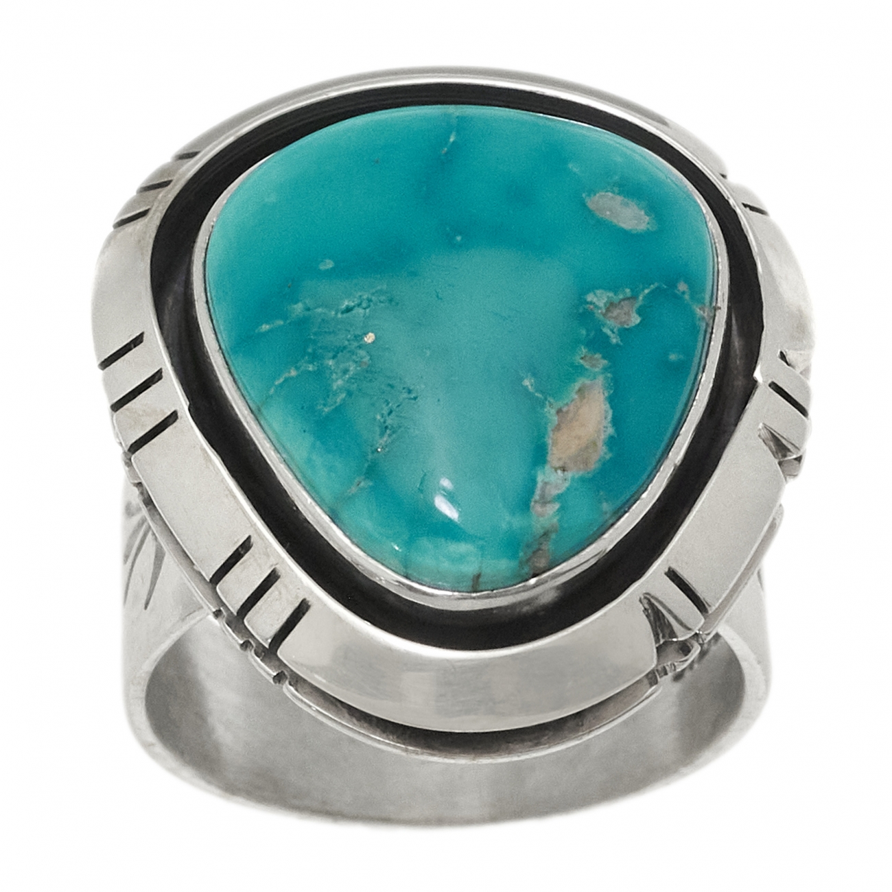 Turquoise and silver Navajo ring BA1552 - Harpo Paris