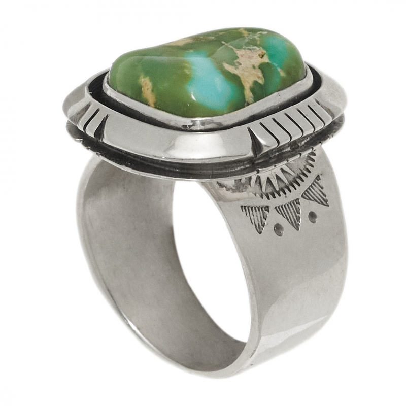 Turquoise and silver Navajo ring - Harpo Paris