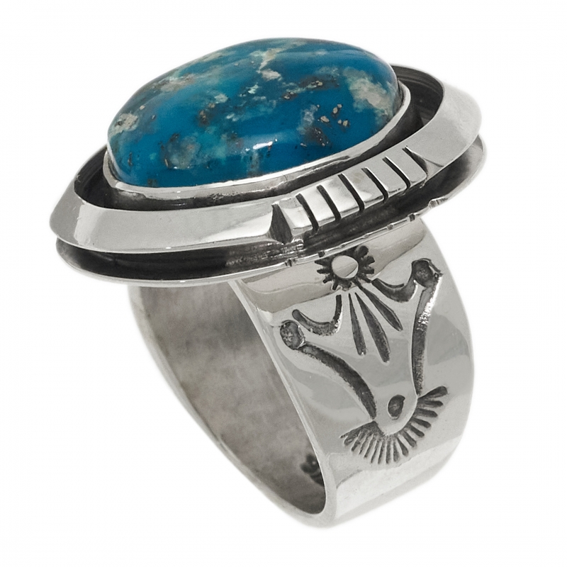 Bague Navajo en turquoise et argent BA1564 - Harpo Paris