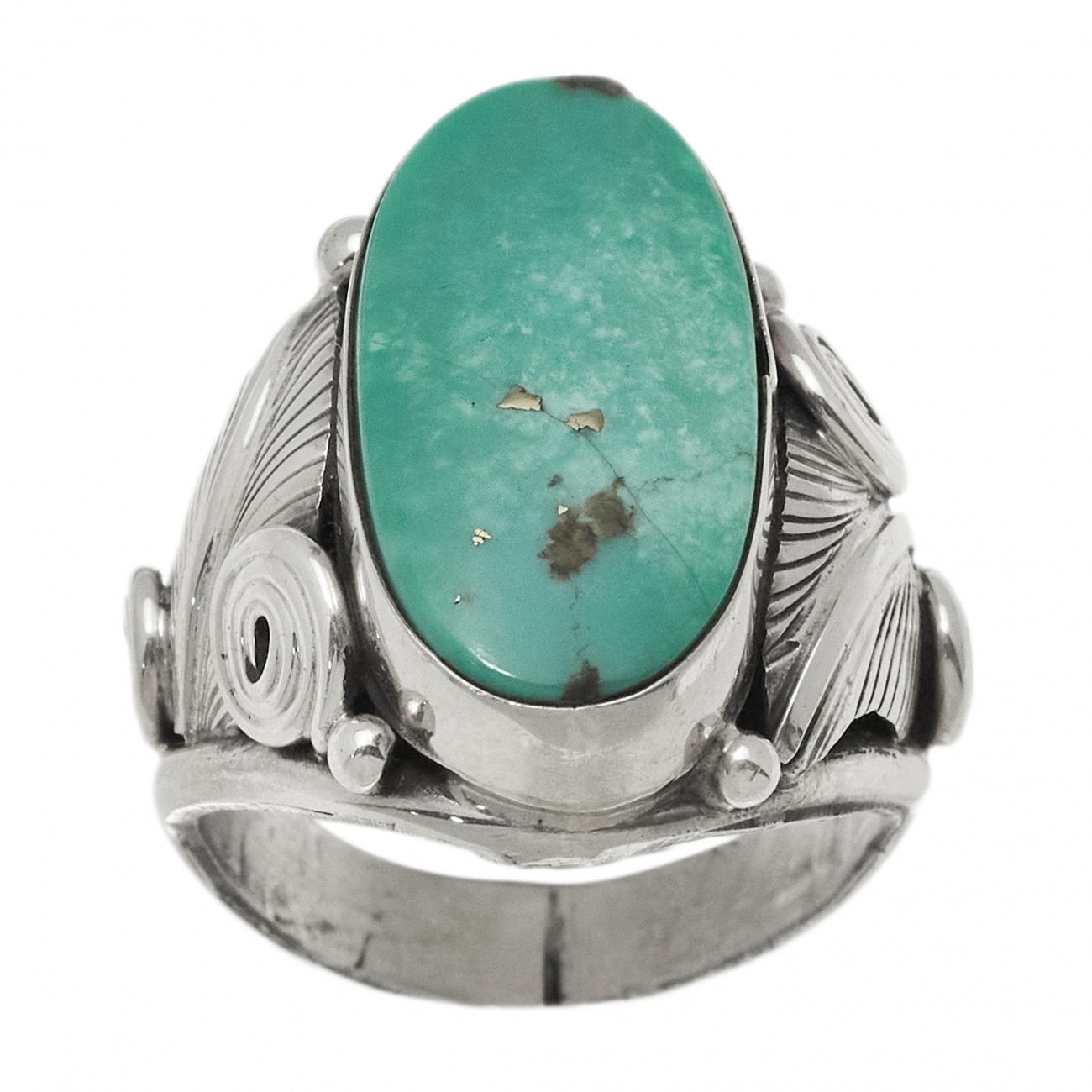 BA1568 turquoise and silver ring - Harpo Paris