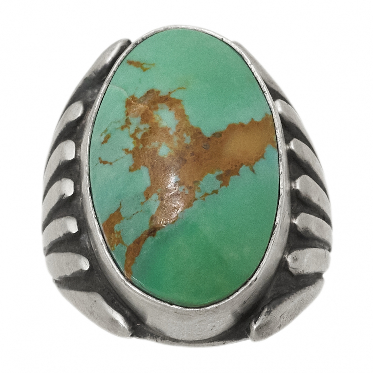 BA1555 turquoise and silver man ring - Harpo Paris