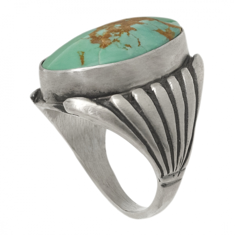 BA1555 bague Navajo en turquoise et argent mat - Harpo Paris