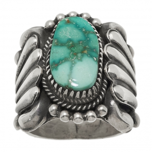 BA1561 turquoise and silver man ring - Harpo Paris