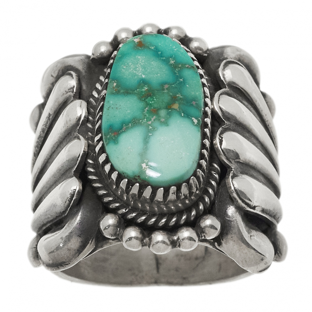 BA1561 turquoise and silver man ring - Harpo Paris