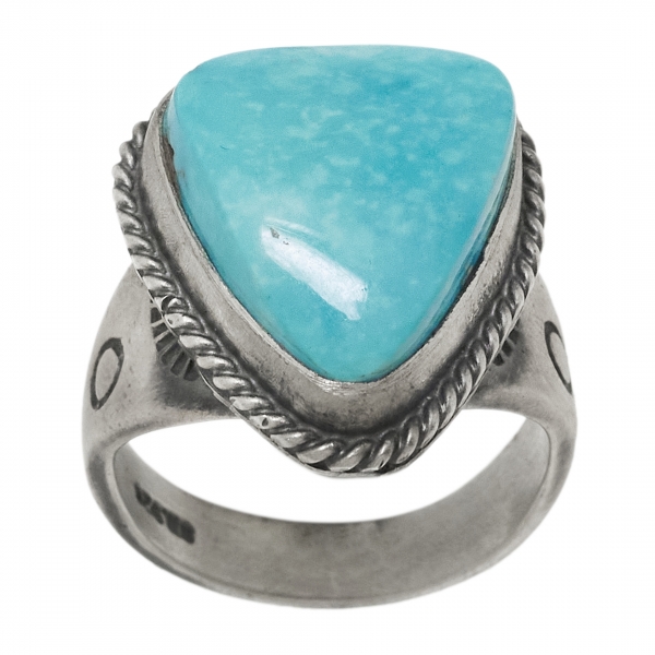 BA1569 turquoise and mat silver ring - Harpo Paris