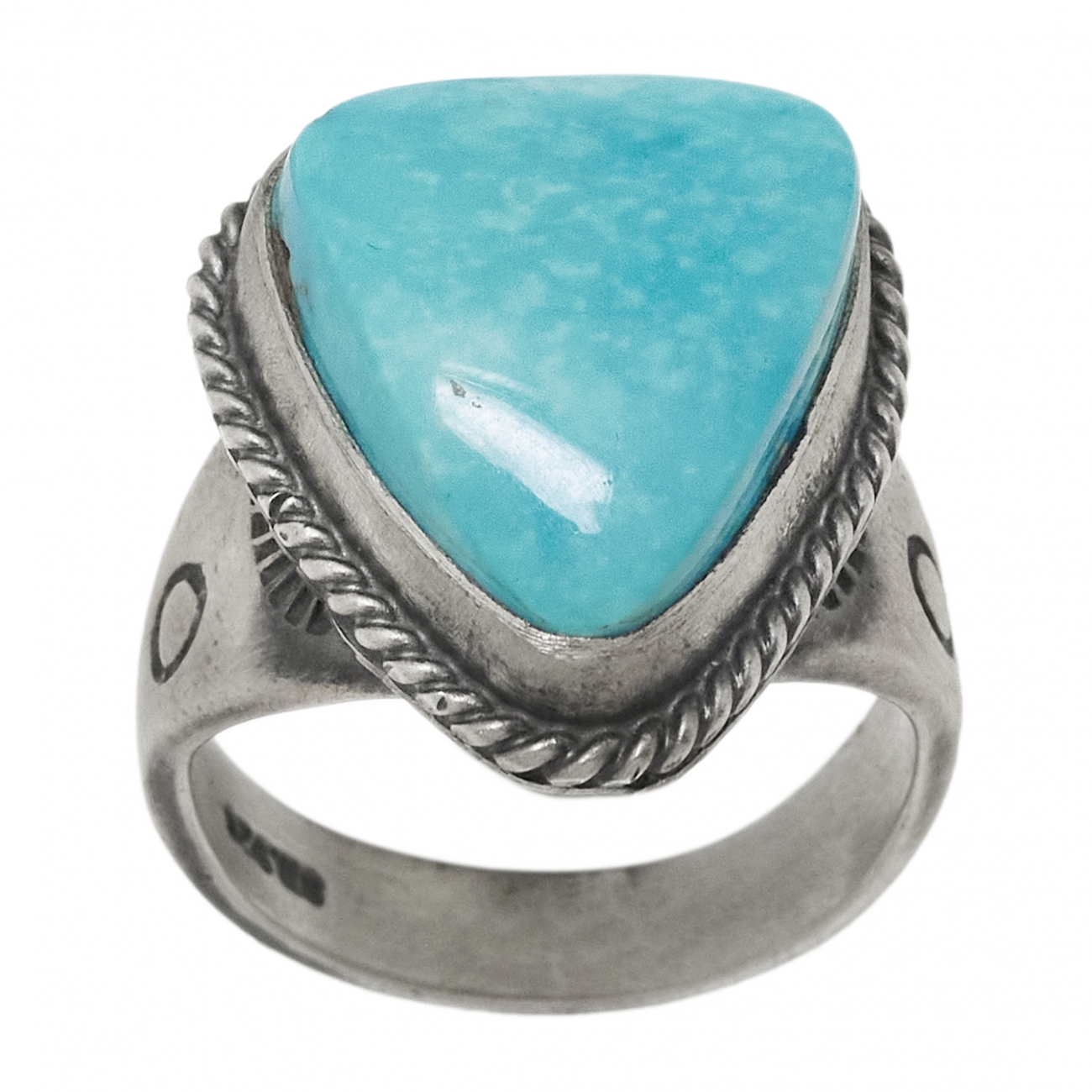 Bague en turquoise et argent mat BA1569 - Harpo Paris