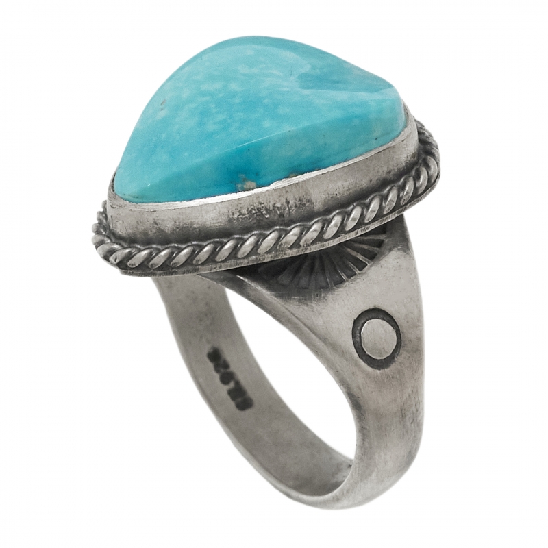 BA1569 turquoise and mat silver ring - Harpo Paris